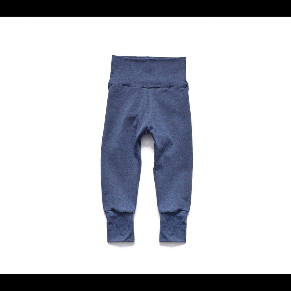 Organic cotton heathered denim grow with me leggings by Little Sprout